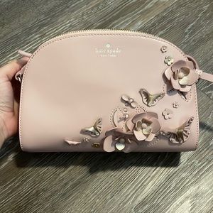 RARE Kate Spade Pink Crossbody With Gold Accent Flower and Butterfly